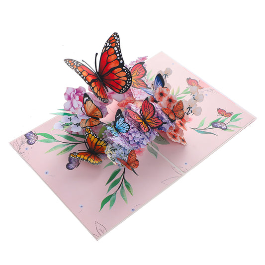 3D Pop-Up Schmetterlings-Blumenstrauß-Grußkarte, elegante Grußkarte mit Blumendesign