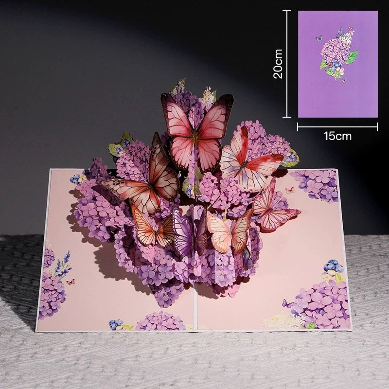 3D Pop-Up Schmetterling&Blumen Grußkarte