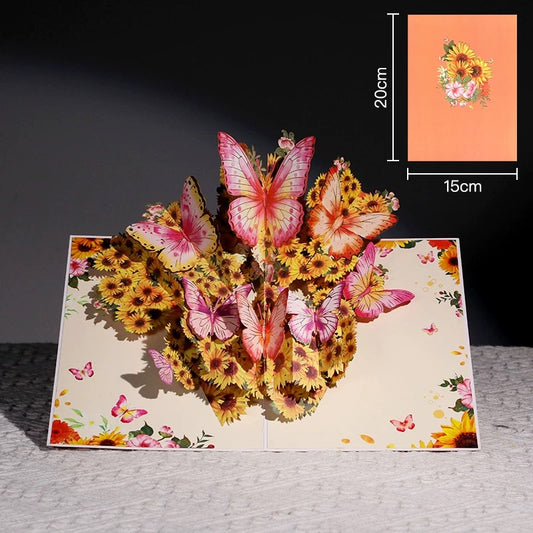 3D Pop-up Schmetterling&Sonnenblumen Grußkarte