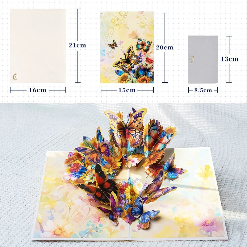 3D Pop-Up bunte Schmetterling elegante Grußkarte