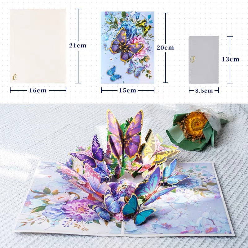 3D Pop-Up bunte Schmetterling elegante Grußkarte