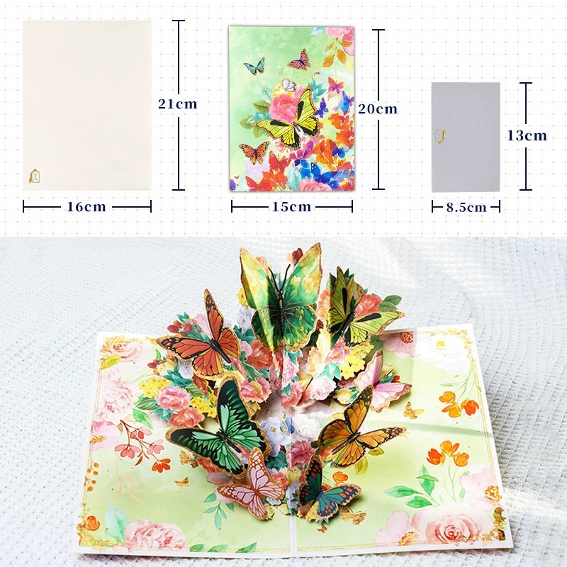 3D Pop-Up bunte Schmetterling elegante Grußkarte
