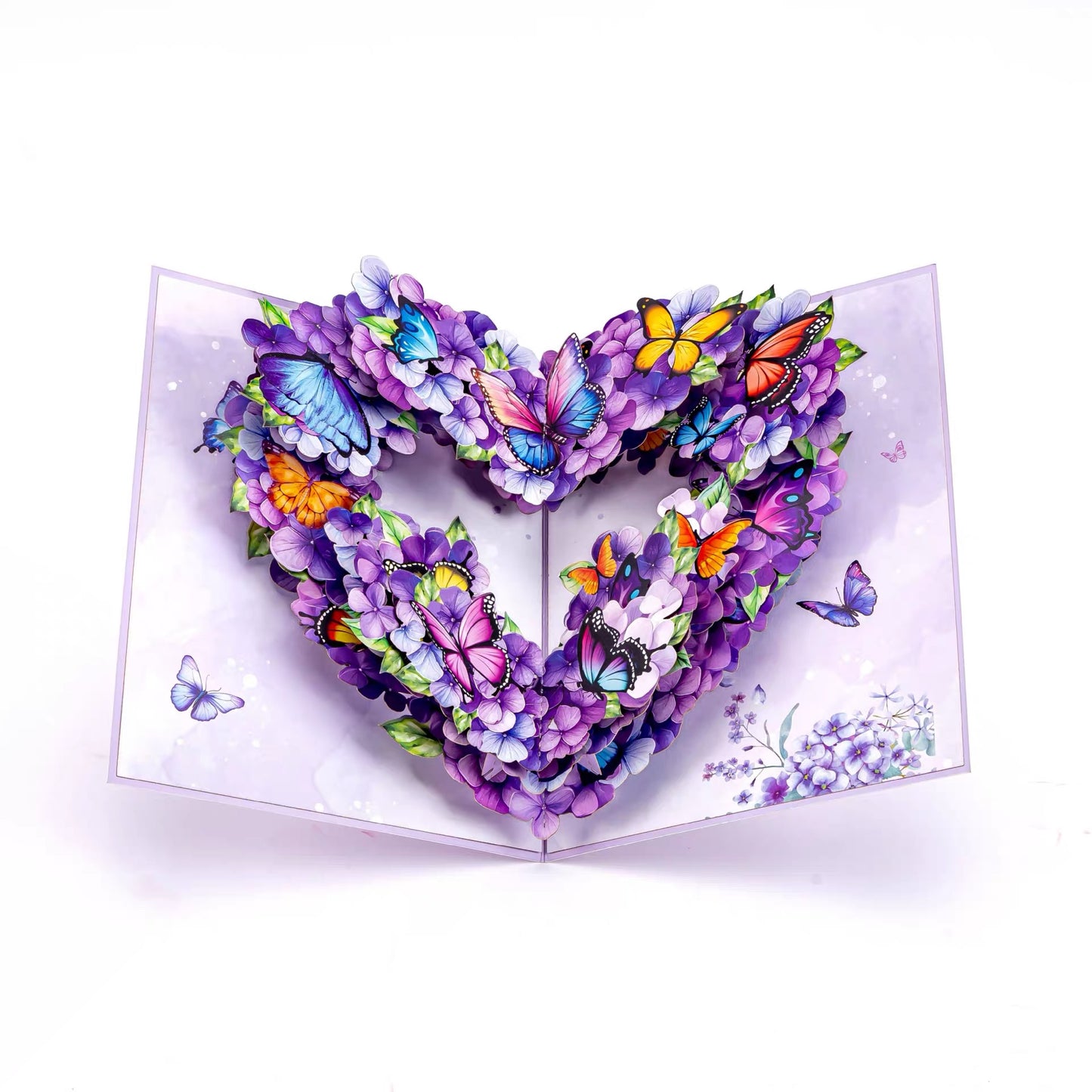 3D Pop-Up Schmetterling & Blumen & Herz Grußkarte