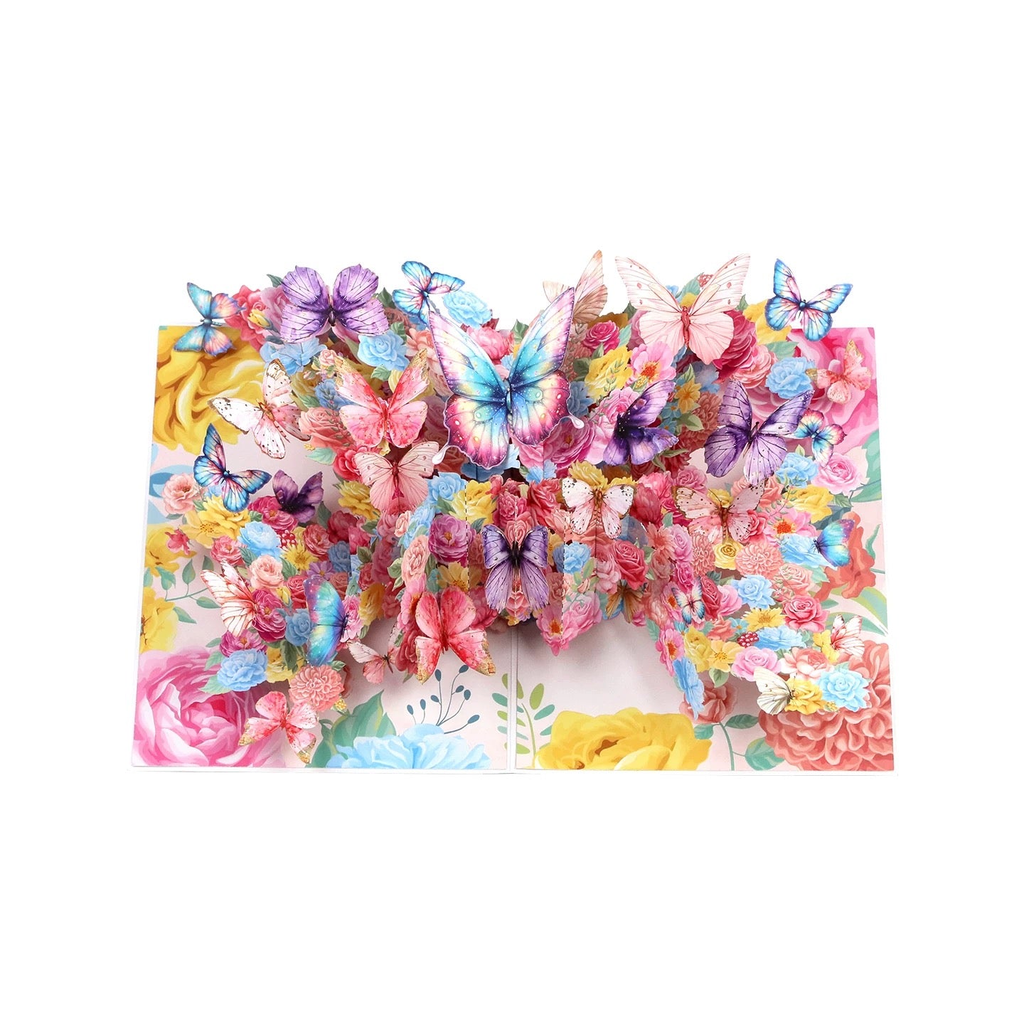3D Pop-Up elegante bunte Schmetterlinge&Blumen Grußkarte