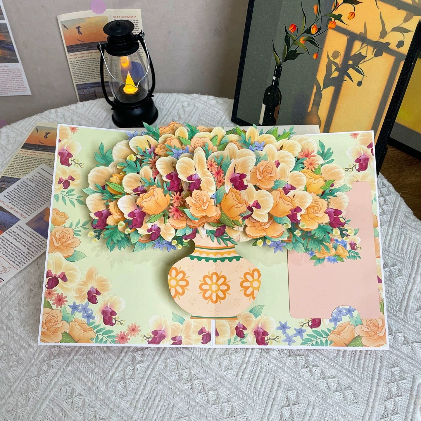 3D Pop-Up Blumenvase Grußkarte