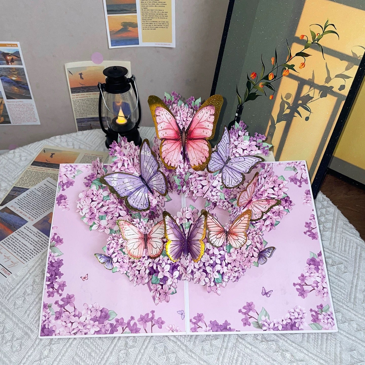 3D Pop-Up Schmetterling&Blumen Grußkarte