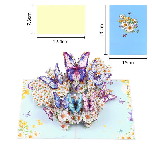 3D Pop- Up Schmetterling&Blumen Grußkarte