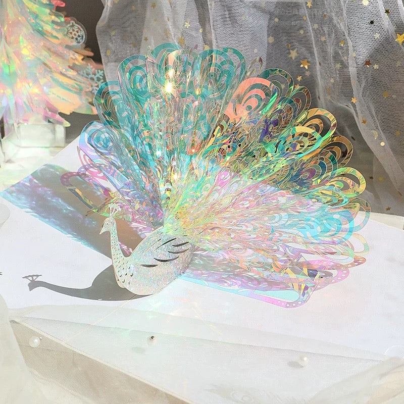 3D Pop-up Rad schlagender Pfau Grußkarte