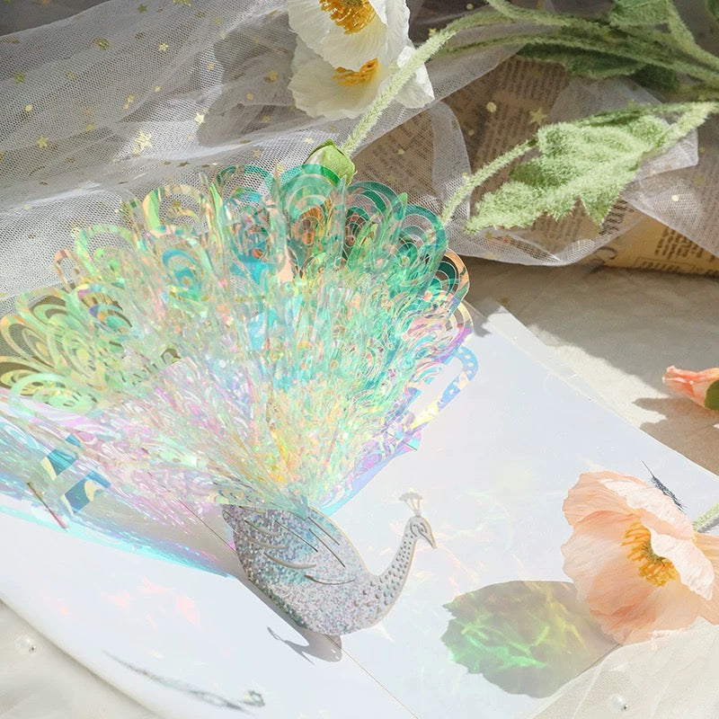 3D Pop-up Rad schlagender Pfau Grußkarte