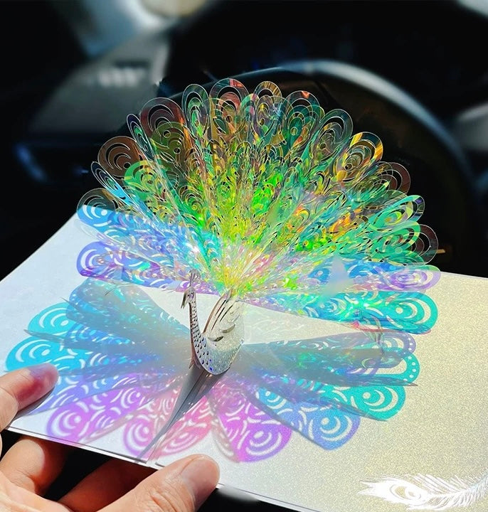 3D Pop-up Rad schlagender Pfau Grußkarte