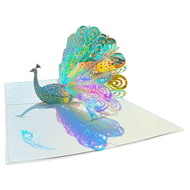 3D Pop-up Rad schlagender Pfau Grußkarte