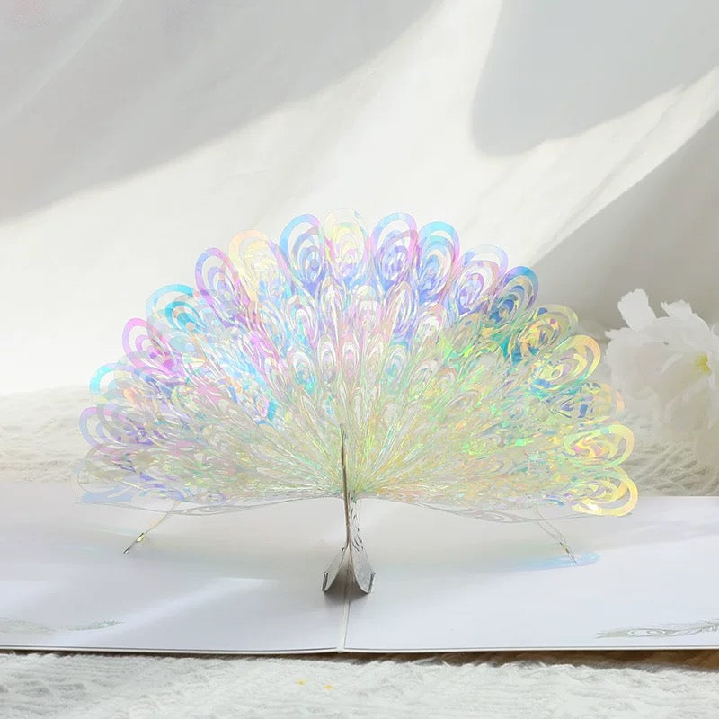 3D Pop-up Rad schlagender Pfau Grußkarte