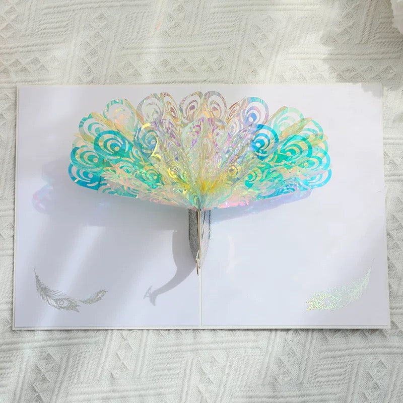 3D Pop-up Rad schlagender Pfau Grußkarte