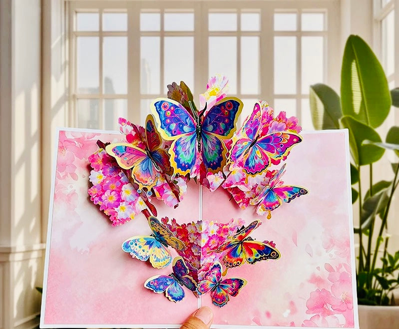 3D Pop-Up bunte Schmetterling elegante Grußkarte