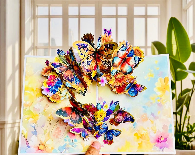 3D Pop-Up bunte Schmetterling elegante Grußkarte