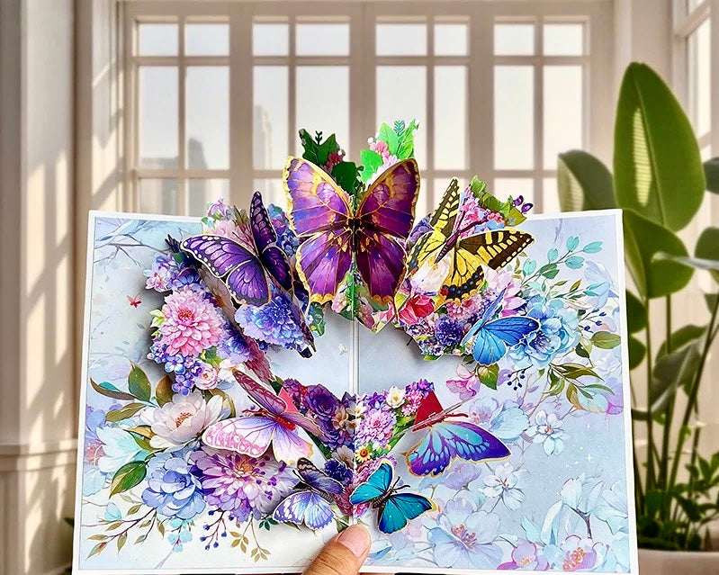 3D Pop-Up bunte Schmetterling elegante Grußkarte
