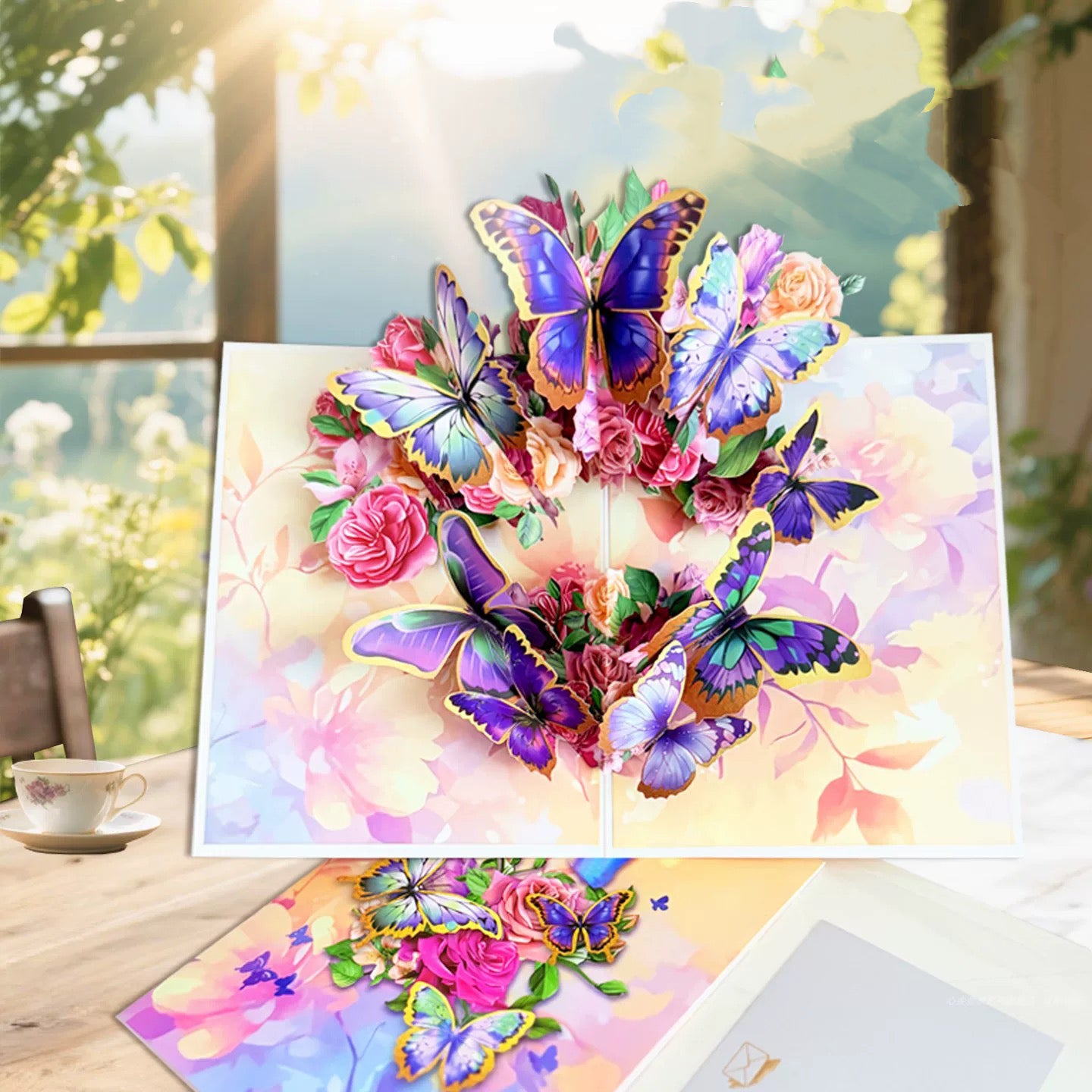 3D Pop-Up bunte Schmetterling elegante Grußkarte