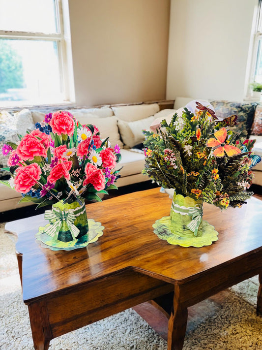 3D Pop-Up Schmetterlings-Blumenstrauß-Grußkarte