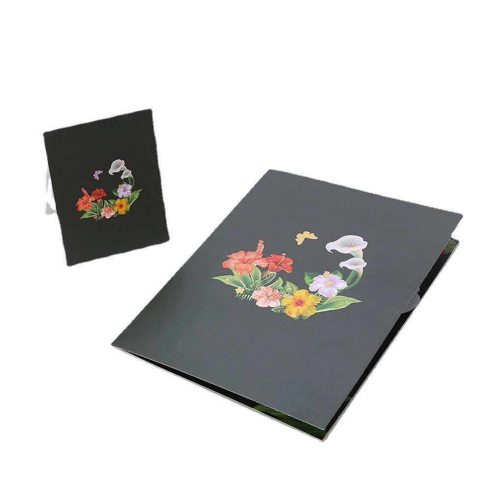 3D Pop-Up Schmetterlings-Blumenstrauß-Grußkarte, elegante Grußkarte mit Blumendesign