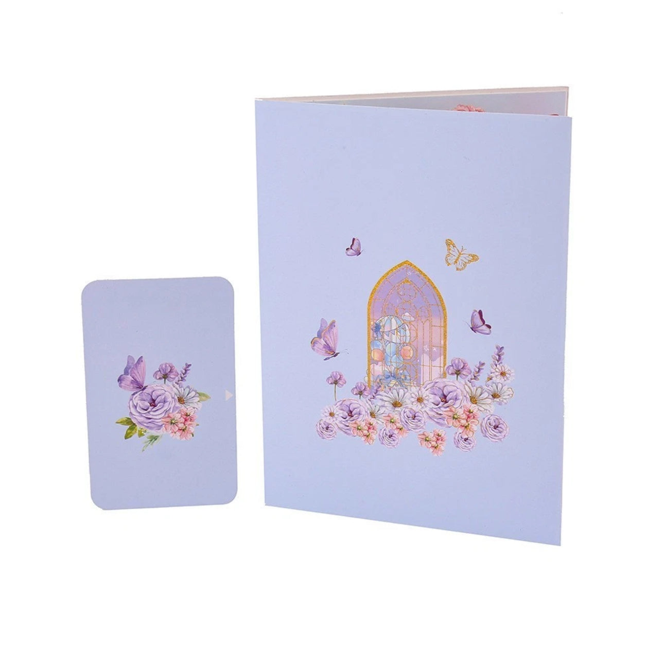 3D Pop-Up Schmetterlings-Blumenstrauß-Grußkarte, elegante Grußkarte mit Blumendesign