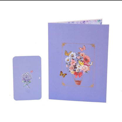 3D Pop-Up Schmetterlings-Blumenstrauß-Grußkarte, elegante Grußkarte mit Blumendesign