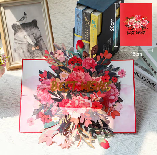 3D Pop-Up Best Wisches  Grußkarte