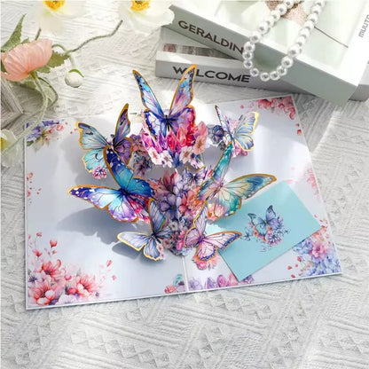 3D Pop-Up elegante Schmetterlings-Blumenstrauß Grußkarte