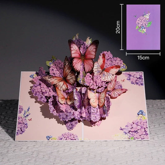 3D Pop-Up Schmetterling&Blumen Grußkarte