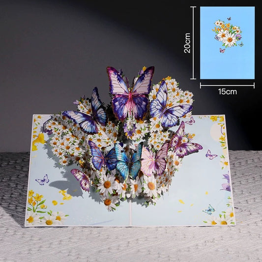 3D Pop- Up Schmetterling&Blumen Grußkarte