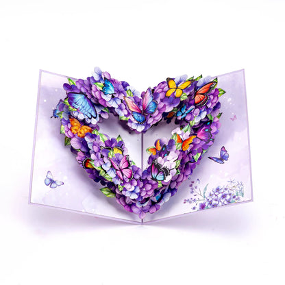 3D Pop-Up Schmetterling & Blumen & Herz Grußkarte