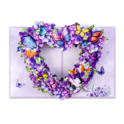 3D Pop-Up Schmetterling & Blumen & Herz Grußkarte