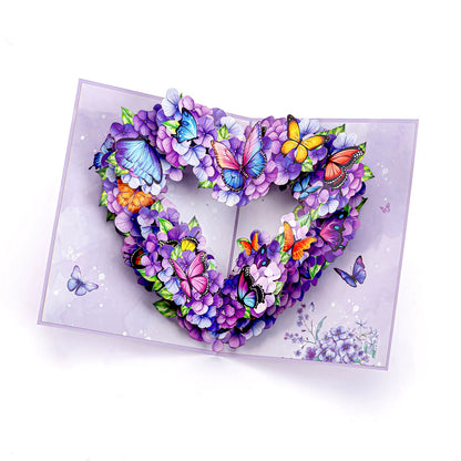 3D Pop-Up Schmetterling & Blumen & Herz Grußkarte