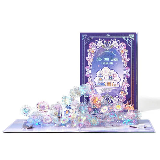 3D Pop-Up elegante magische Glück&Schneeflocken Grußkarte