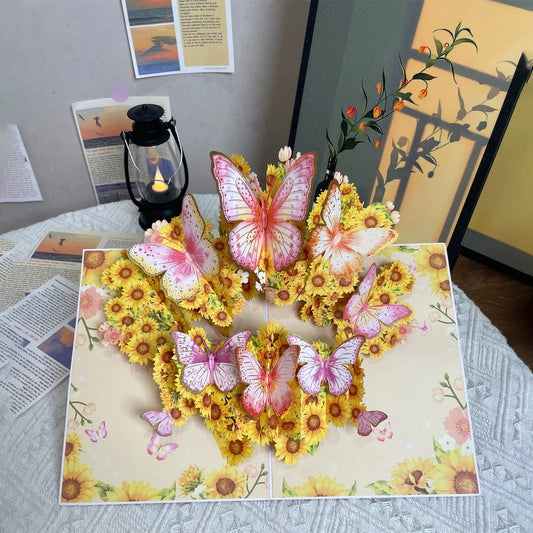 3D Pop-up Schmetterling&Sonnenblumen Grußkarte