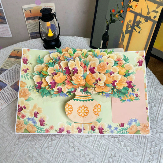 3D Pop-Up Blumenvase Grußkarte