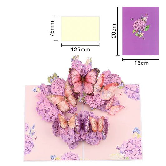 3D Pop-Up Schmetterling&Blumen Grußkarte