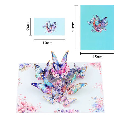 3D Pop-Up elegante Schmetterlings-Blumenstrauß Grußkarte