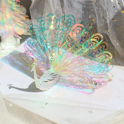 3D Pop-up Rad schlagender Pfau Grußkarte
