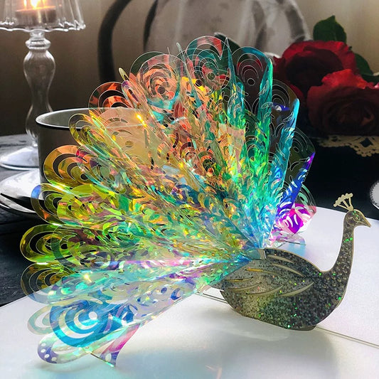 3D Pop-up Rad schlagender Pfau Grußkarte