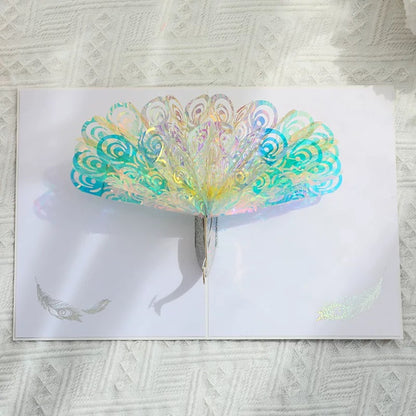 3D Pop-up Rad schlagender Pfau Grußkarte