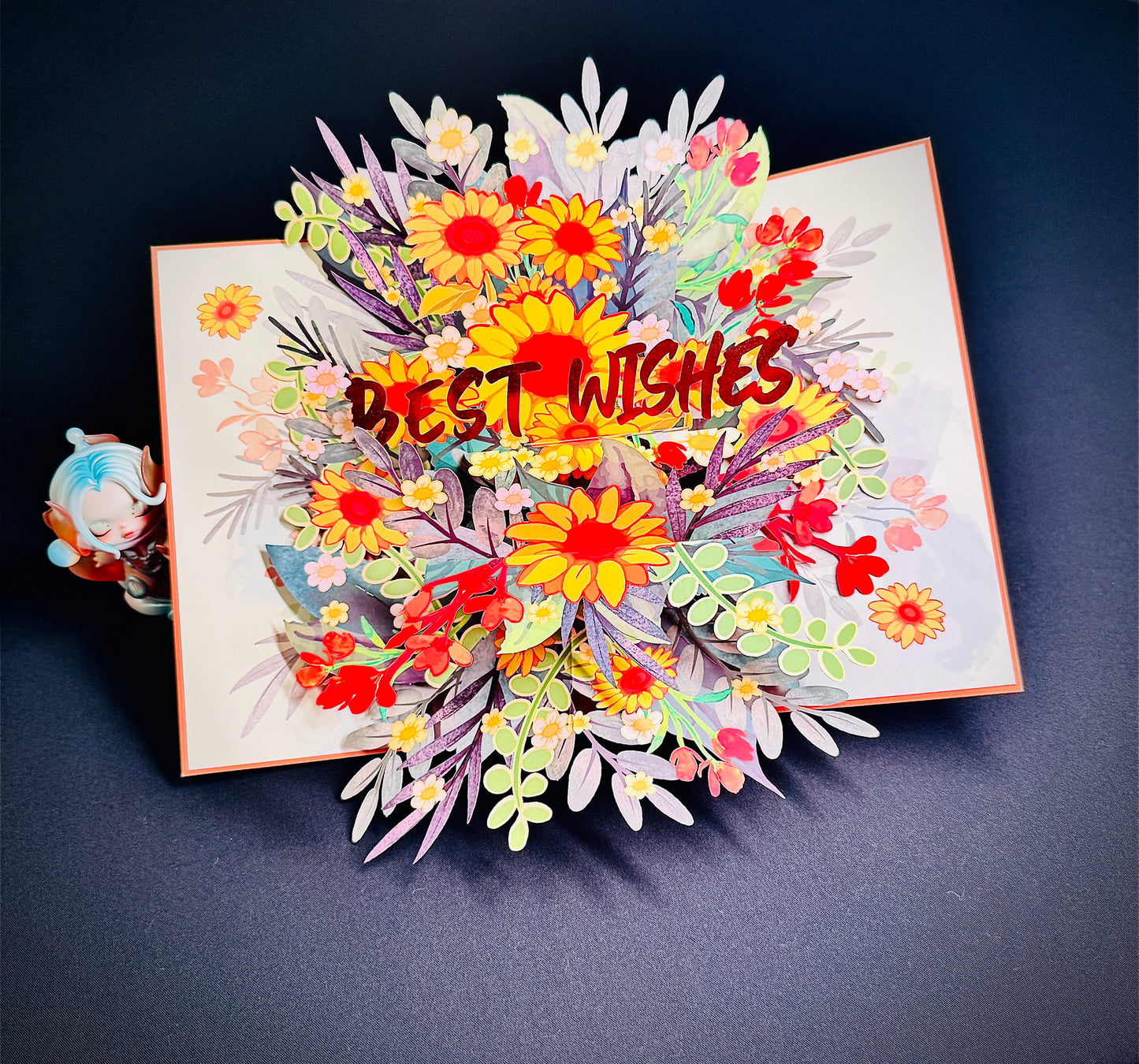 3D Pop-Up Best Wisches  Grußkarte