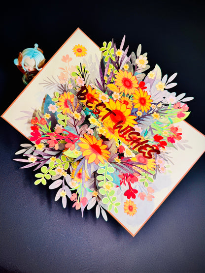 3D Pop-Up Best Wisches  Grußkarte