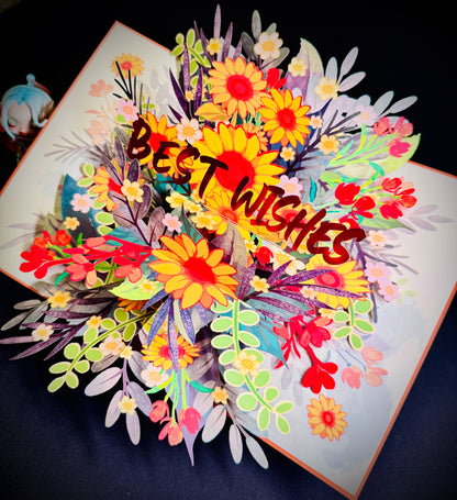 3D Pop-Up Best Wisches  Grußkarte