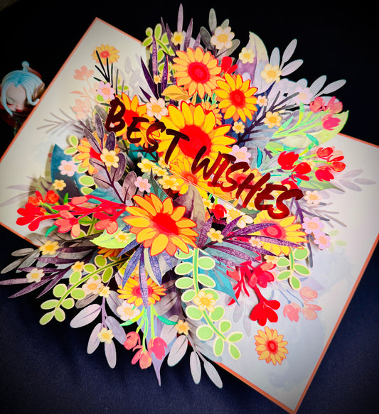 3D Pop-Up Best Wisches  Grußkarte