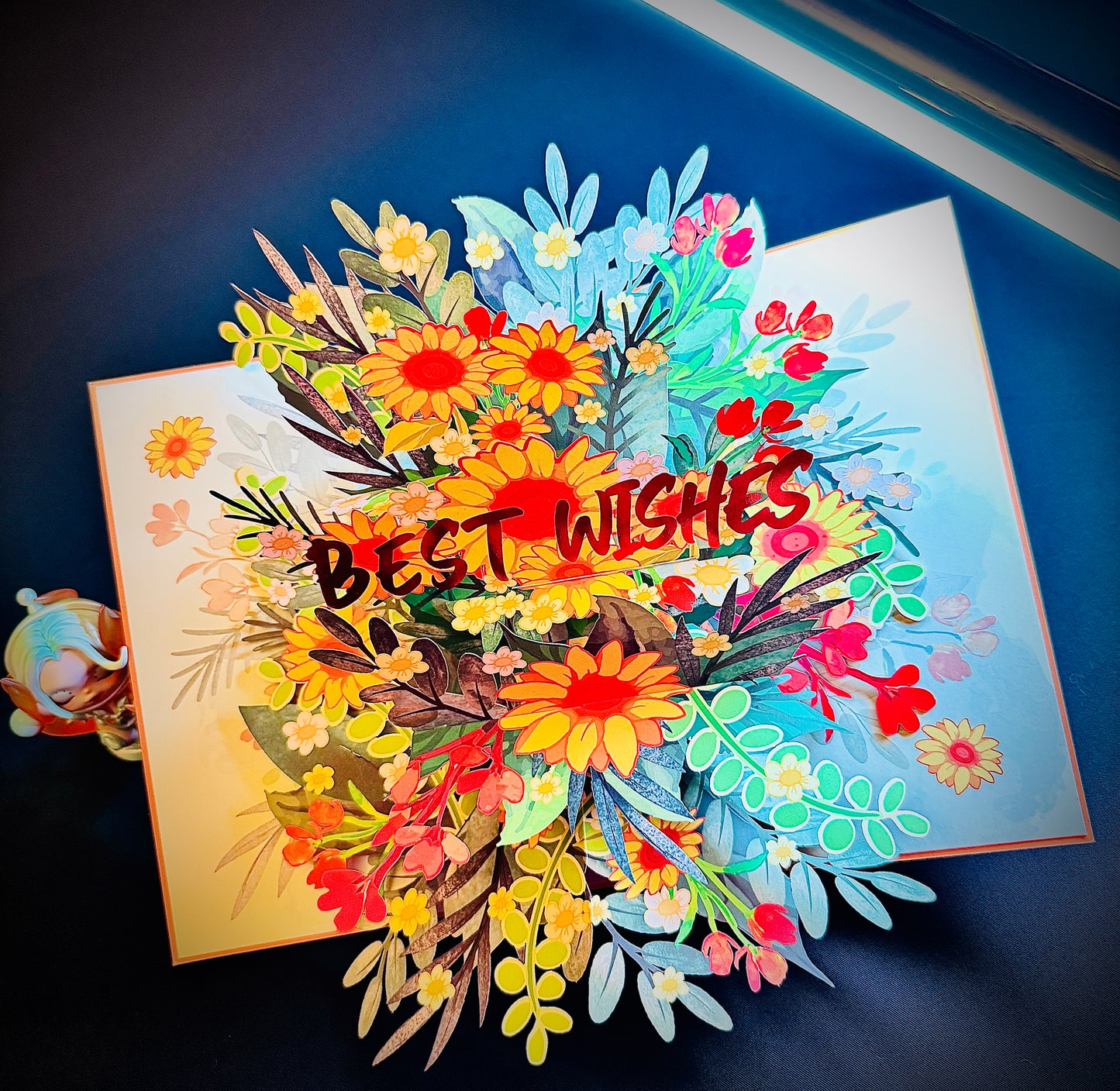 3D Pop-Up Best Wisches  Grußkarte