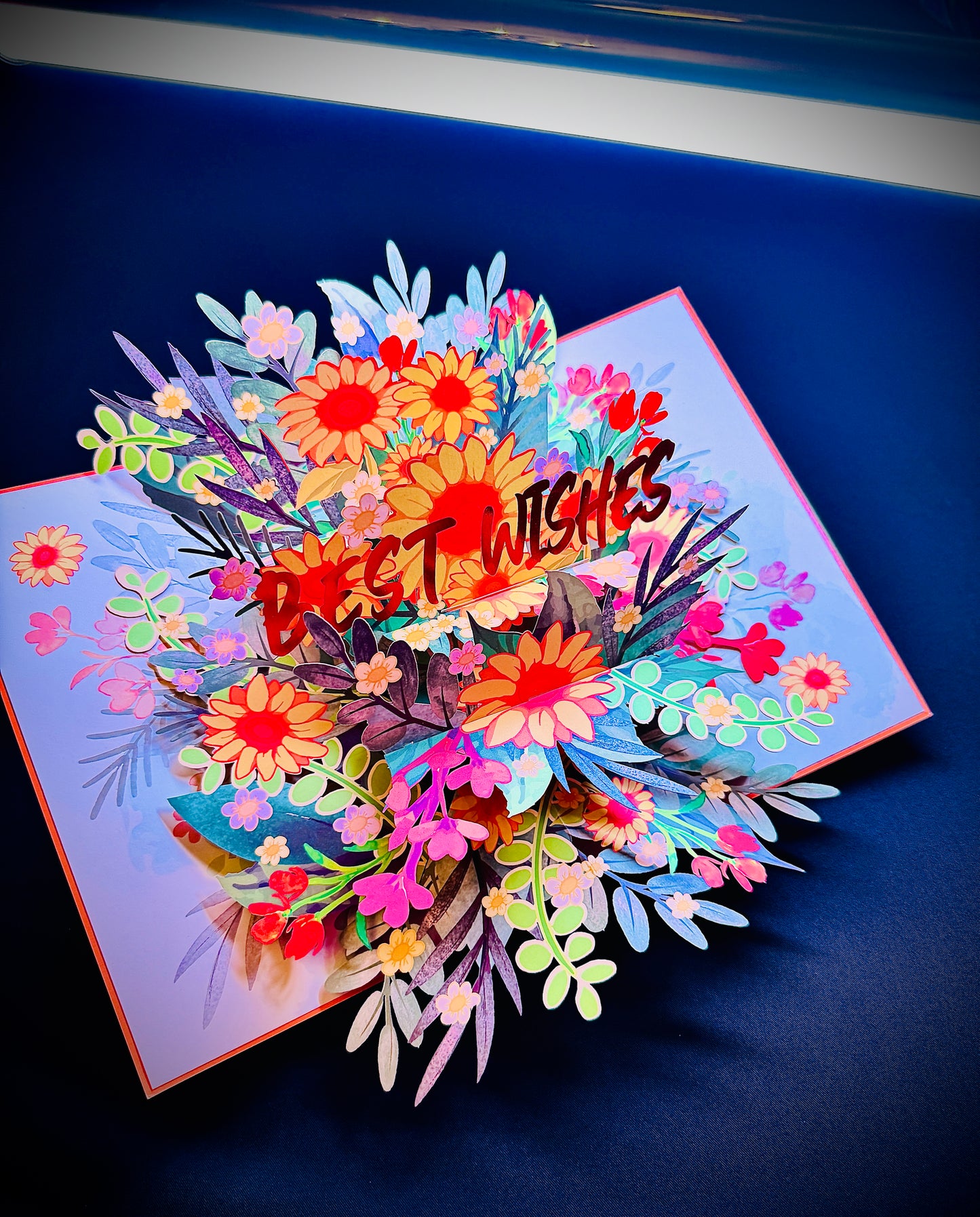 3D Pop-Up Best Wisches  Grußkarte