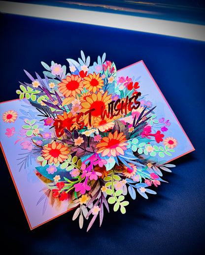 3D Pop-Up Best Wisches  Grußkarte