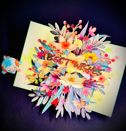 3D Pop-Up Best Wisches  Grußkarte