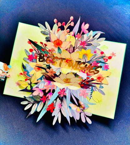 3D Pop-Up Best Wisches  Grußkarte