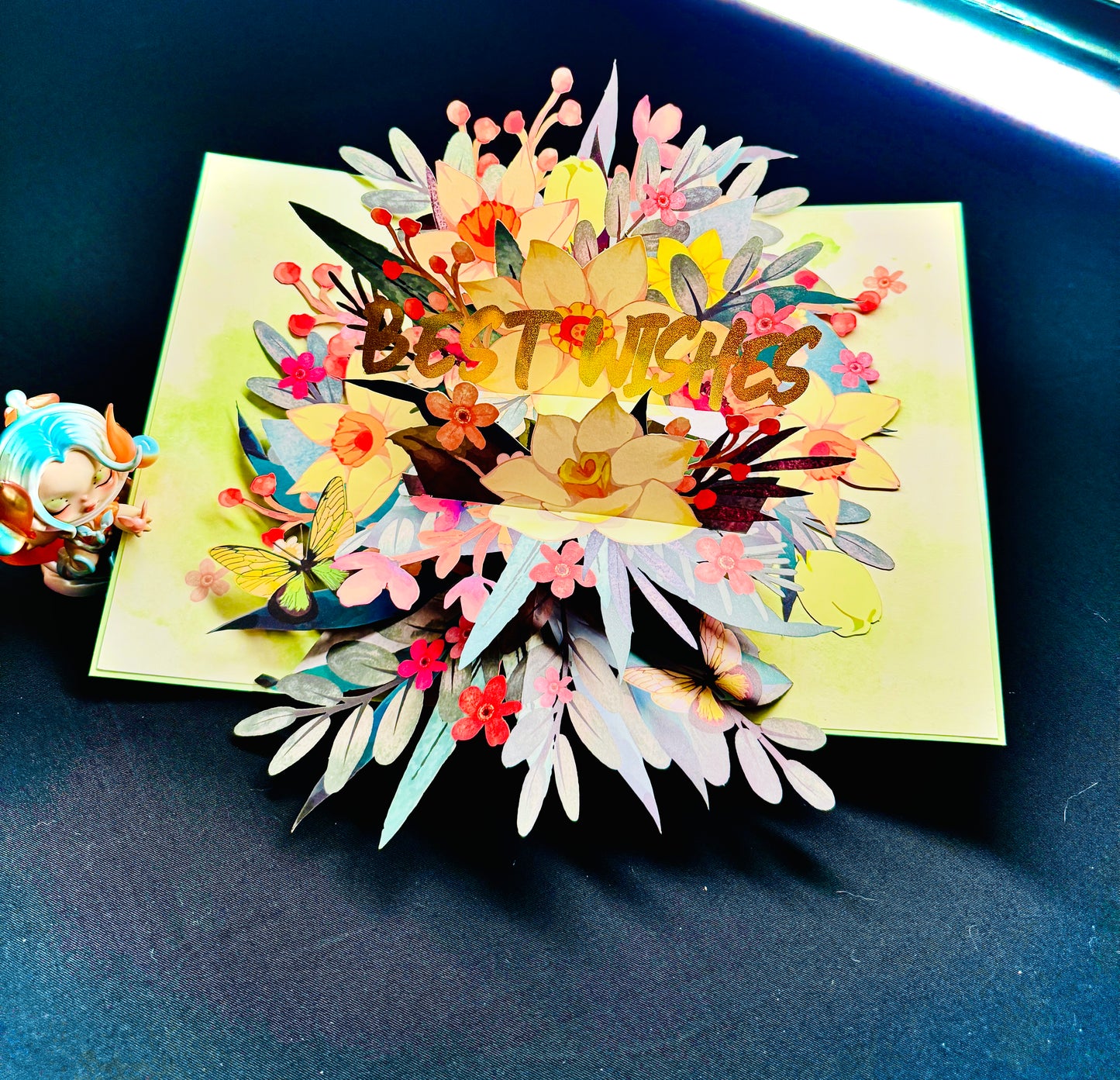 3D Pop-Up Best Wisches  Grußkarte